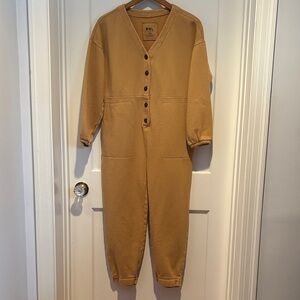 Madewell Make Weekends Longer Betterterry Coverall Jumpsuit in color Dried Straw